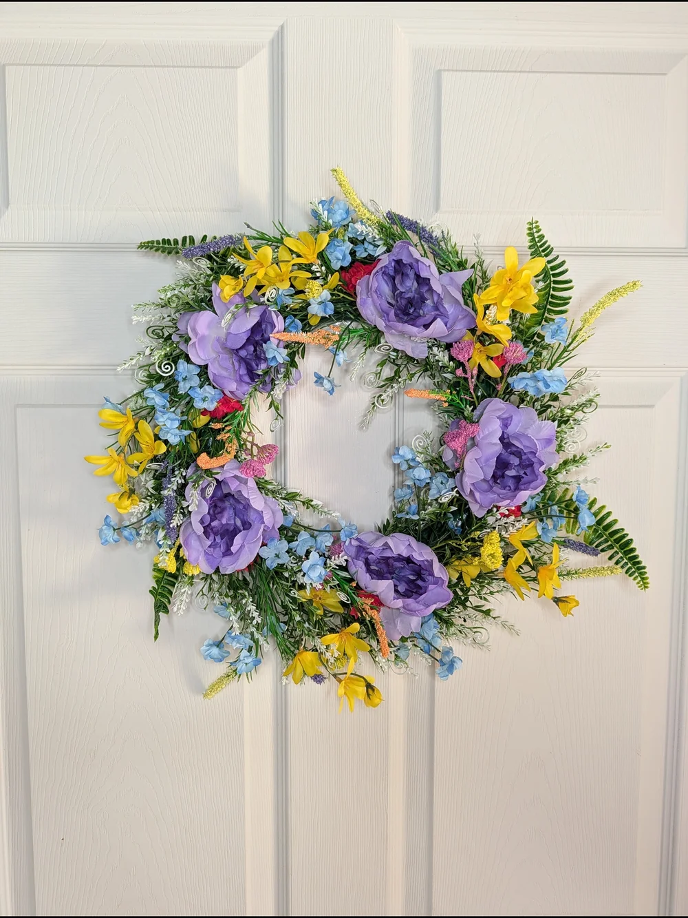 Purple & Yellow Spring Floral Wreath by